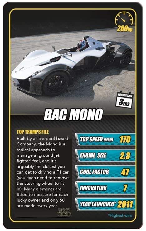 Sports Cars Top Trumps Card Game