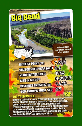 National Parks Top Trumps Card Game