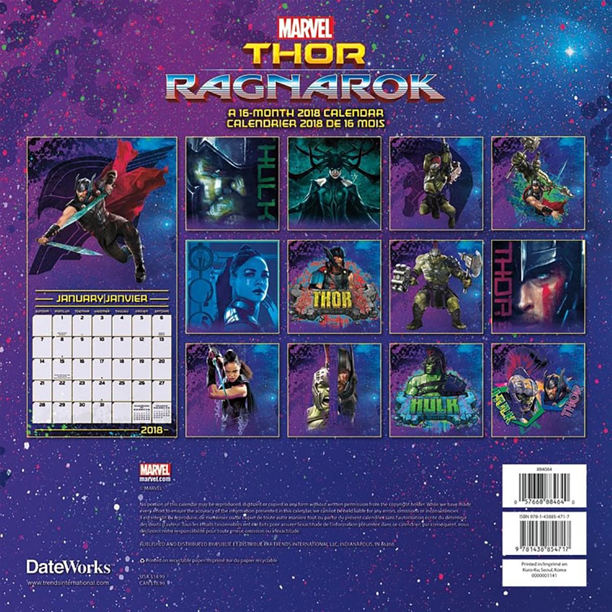 Thor: Ragnarok Wall Calendar 2018