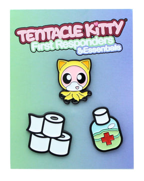 Tentacle Kitty First Responders & Essentials | Pandemic Prepareness Pin Pack