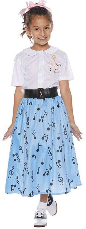 50's Style Shirt & Skirt Child Costume Set