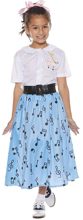 50's Style Shirt & Skirt Child Costume Set