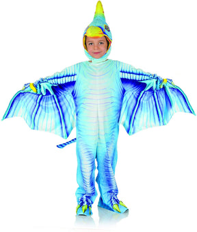 Blue Pterodactyl Printed Child Costume Jumpsuit