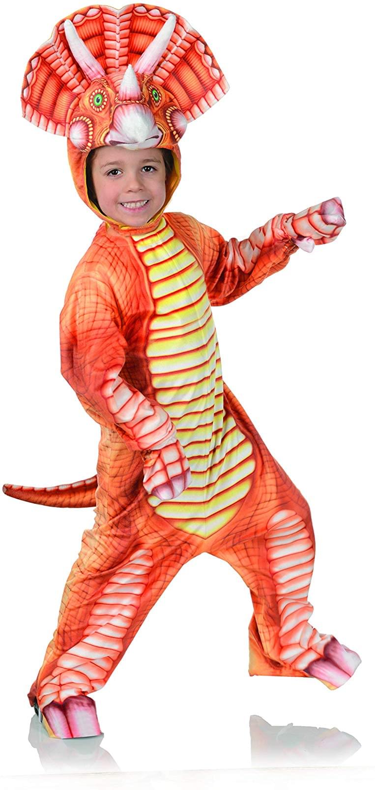 Orange Triceratops Printed Child Costume Jumpsuit