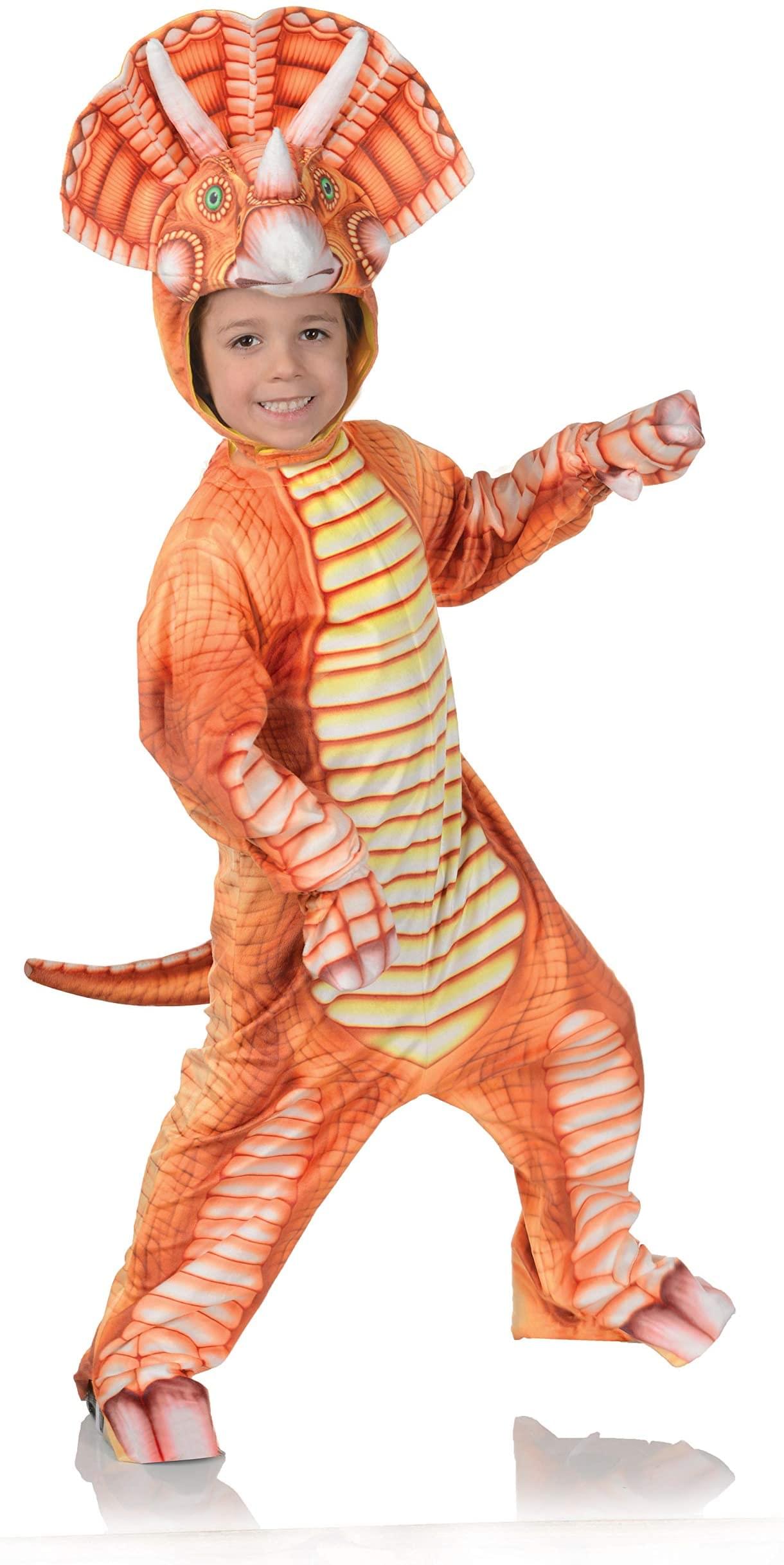 Orange Triceratops Printed Child Costume Jumpsuit