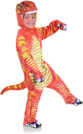 Orange T-Rex Printed Child Costume Jumpsuit