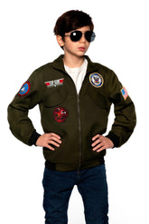 Navy Top Gun Pilot Jacket Child Costume | Medium