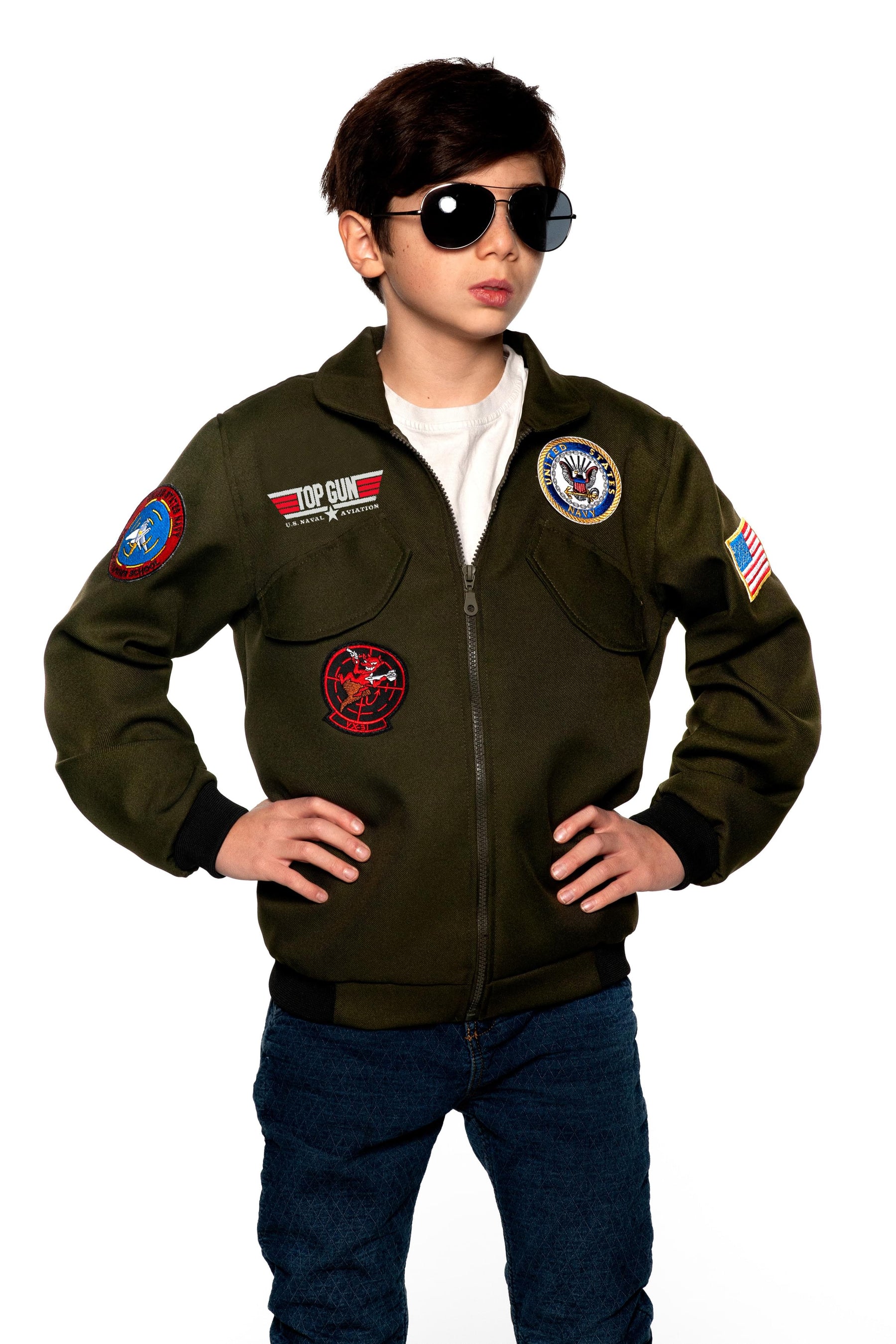 Navy Top Gun Pilot Jacket Child Costume | Small
