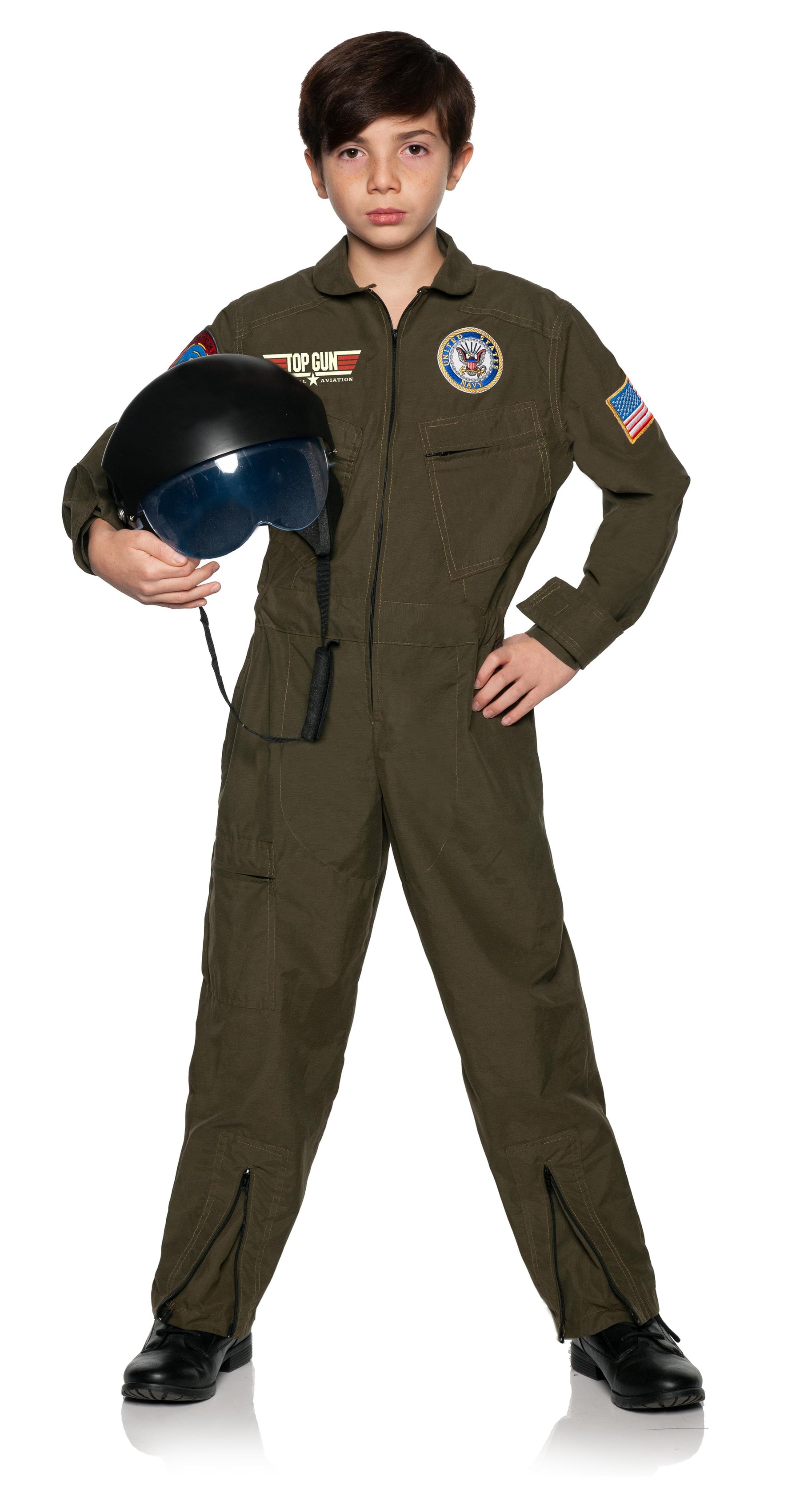 Navy Top Gun Pilot Jumpsuit Child Costume