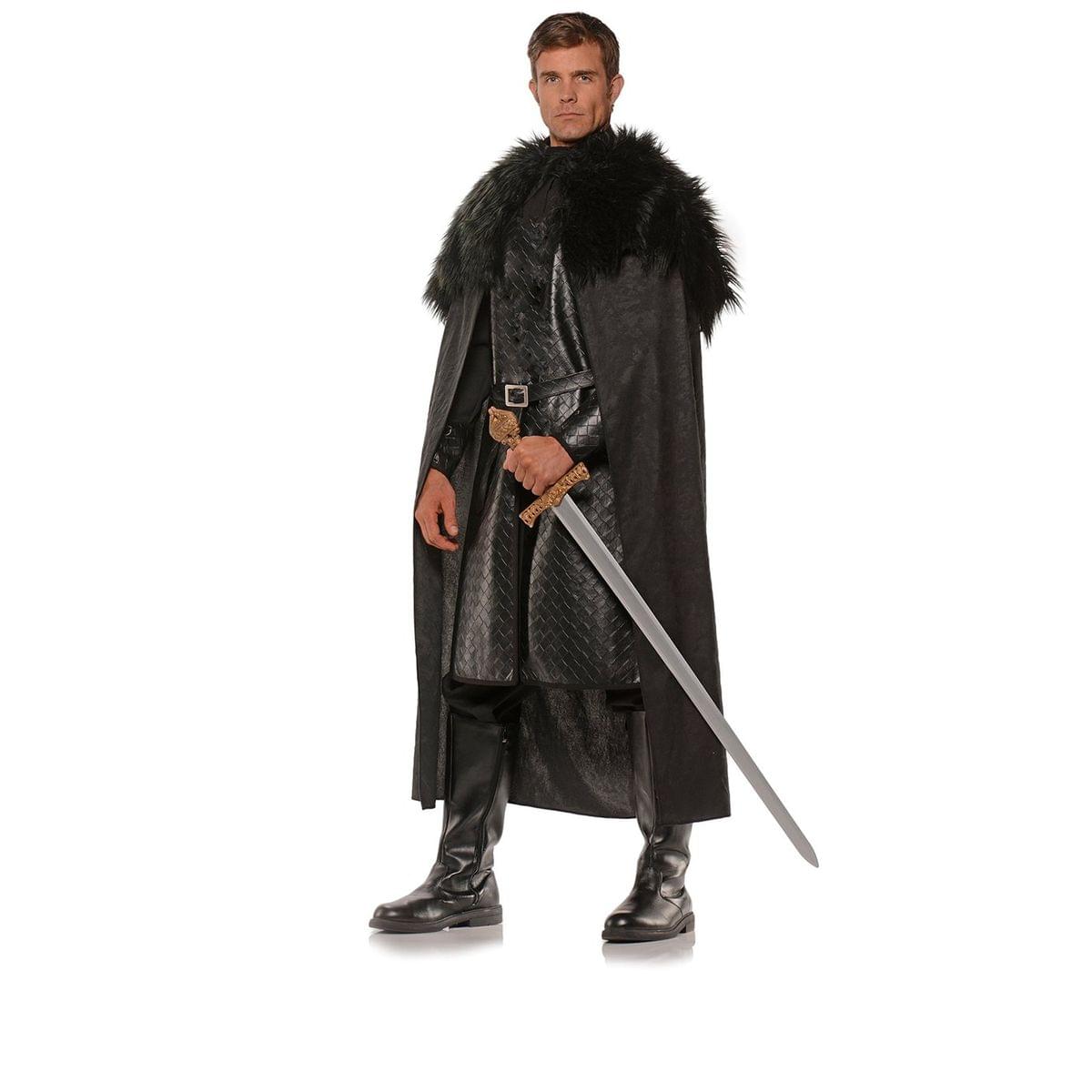Renaissance Man Faux Leather Costume Cape with Faux Fur Shawl