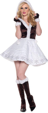 Ice Faux Fur Eskimo Princess Sequin Mini Dress Costume Adult