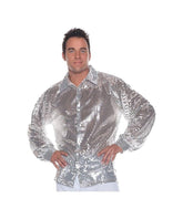 Silver Sequin 60's 70's Disco Dance Shirt Costume Adult
