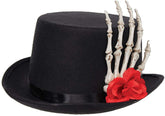 Black Top Hat with Skeleton Hand Adult Costume Accessory