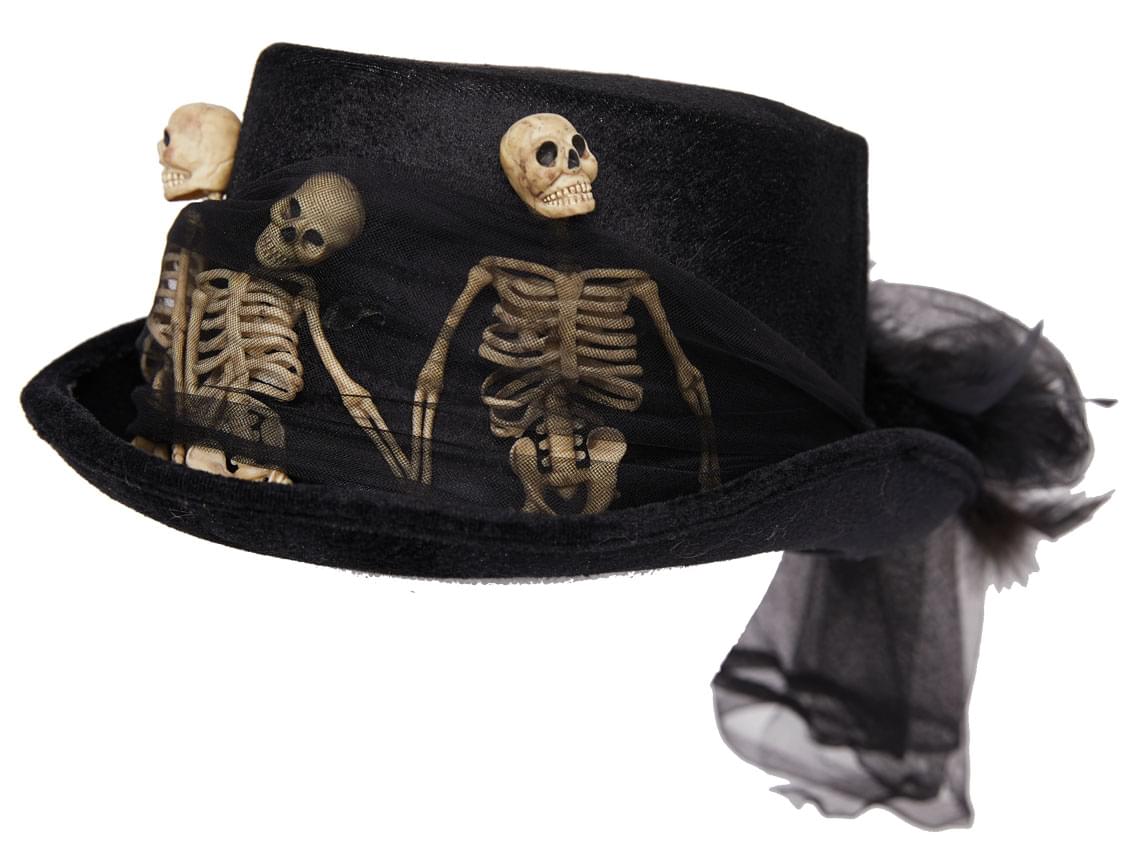 Women's Costume Top Hat w/ Skeletons - One Size