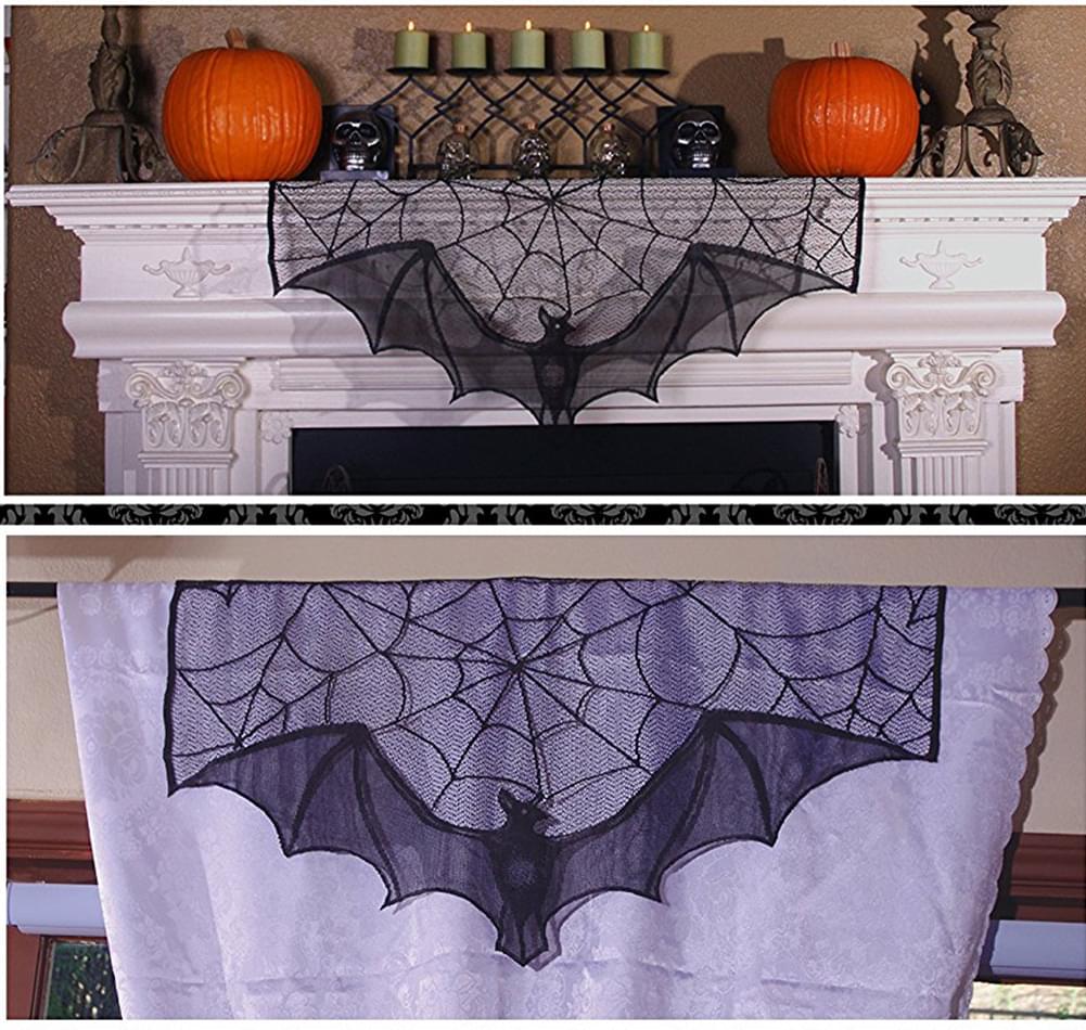 Bat Lace Curtain Topper
