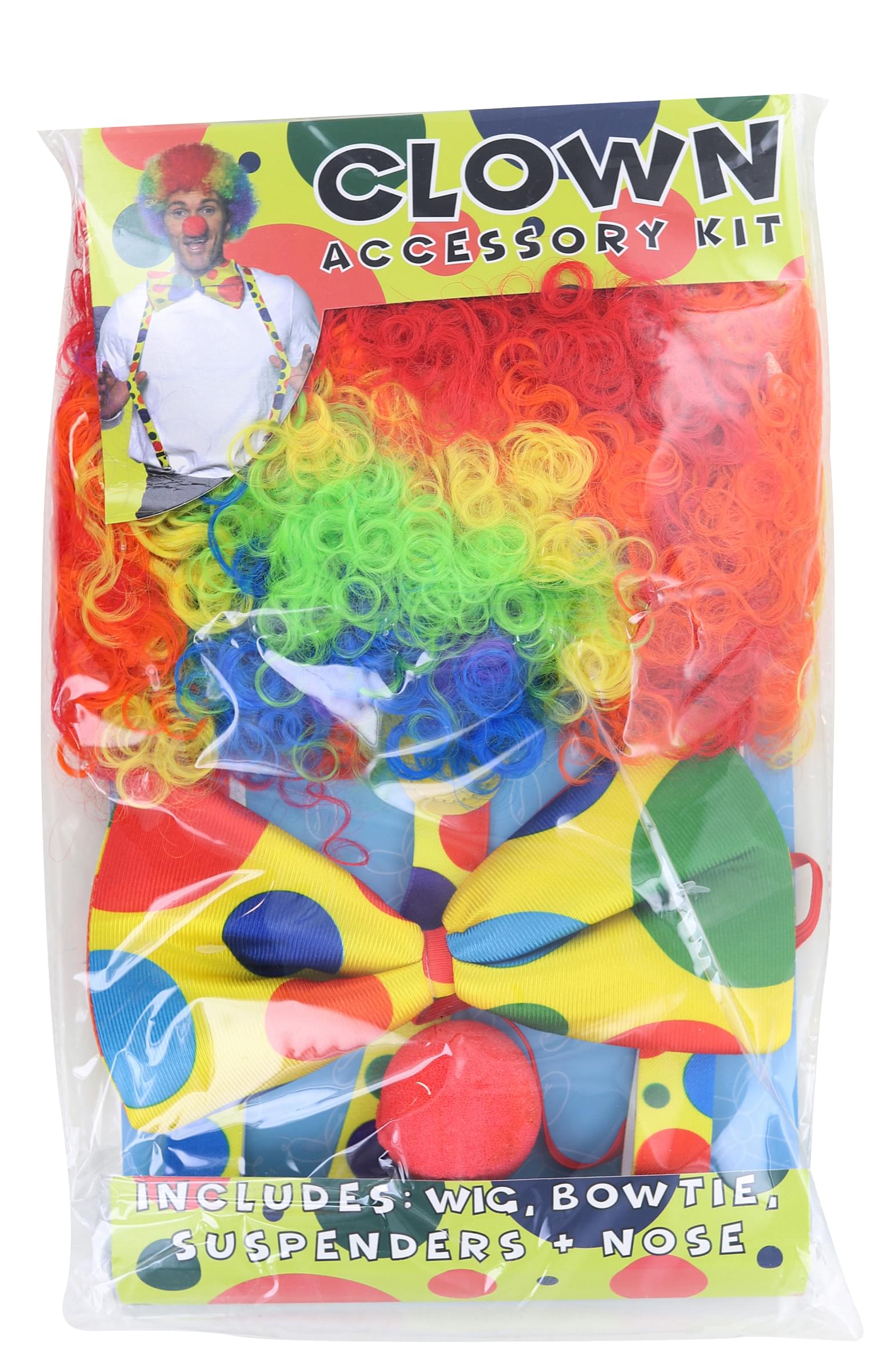 4-Piece Clown Adult Costume Accessory Kit