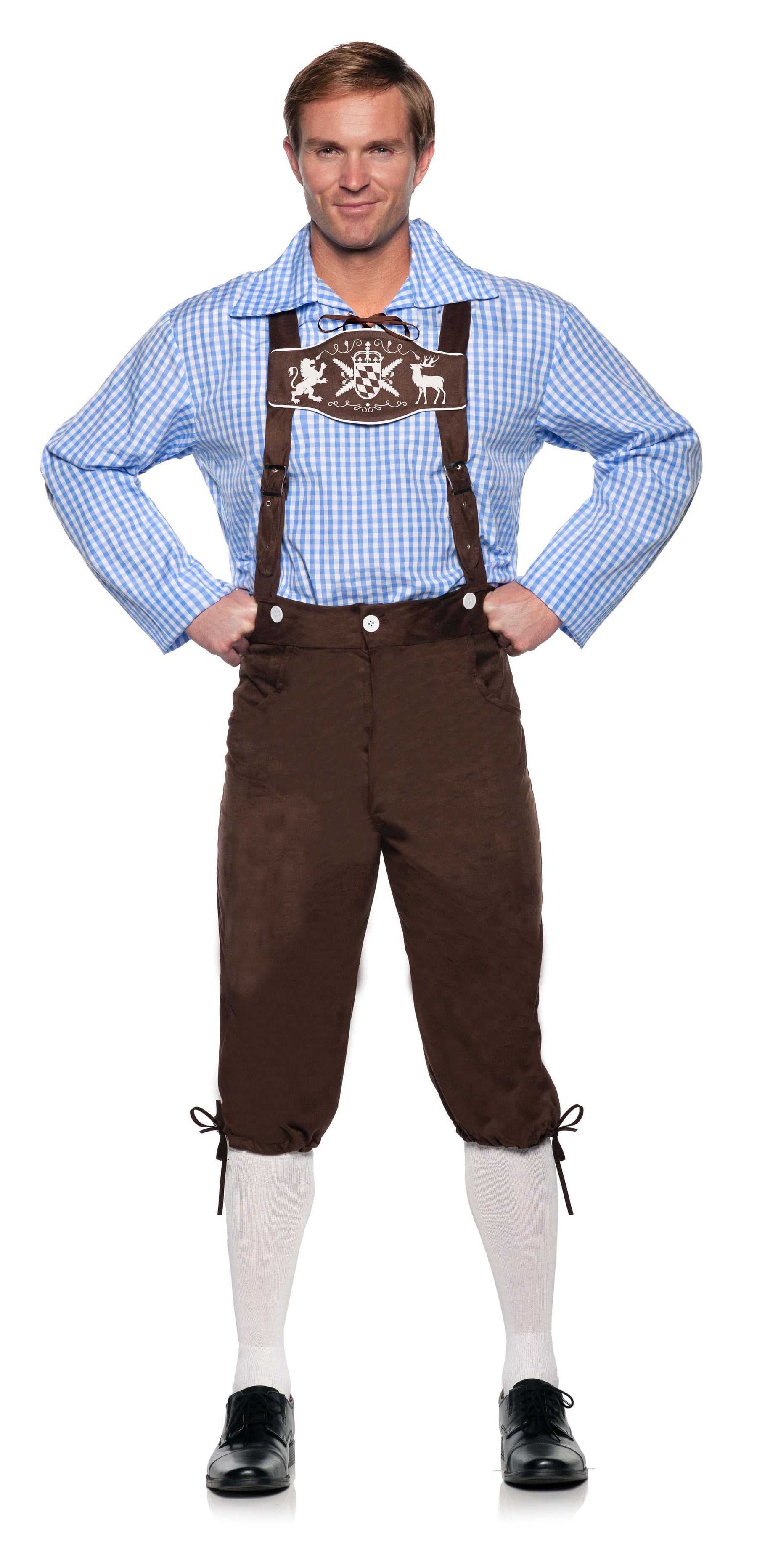 Deluxe Lederhosen Brown Adult Costume | Standard