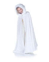 Panne Velvet Costume Cape Child: White & Faux Fur Trim