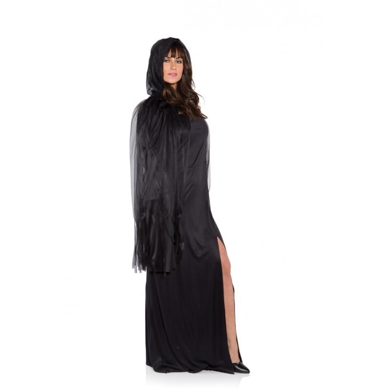 Ghost Adult Costume 3/4 Tattered Black Cape