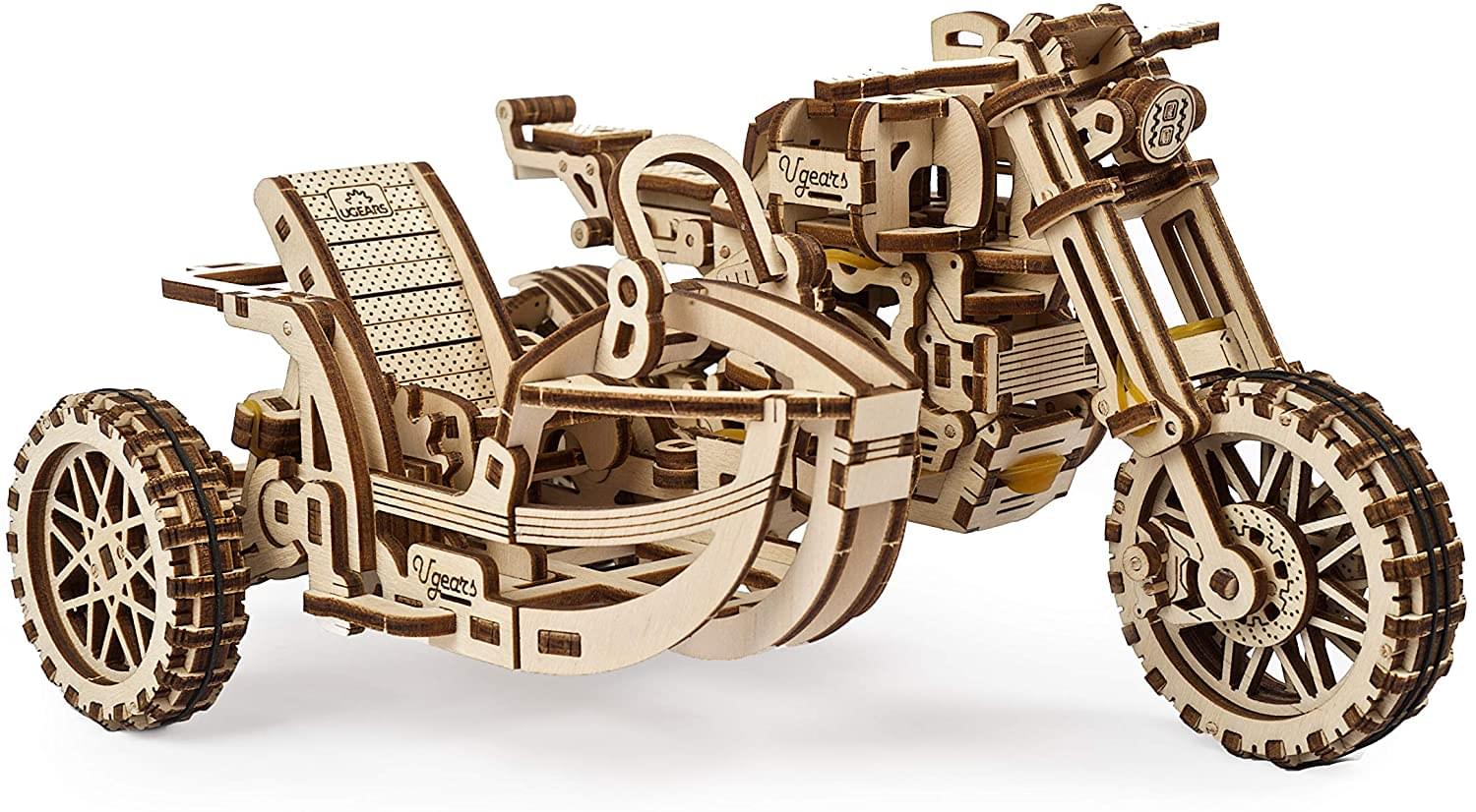 UGears Mechanical Models 3D Wooden Puzzle | Motorcycle with Sidecar