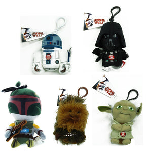 Star Wars 4" Talking Plush Clip On Set of 5 with R2-D2, Yoda, Vader & More