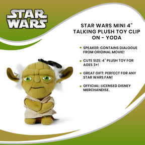 Star Wars Mini 4" Talking Plush Toy Clip On - Yoda