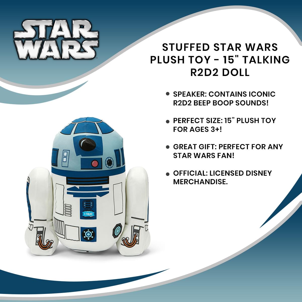 Stuffed Star Wars Plush Toy - 15" Talking R2D2 Doll