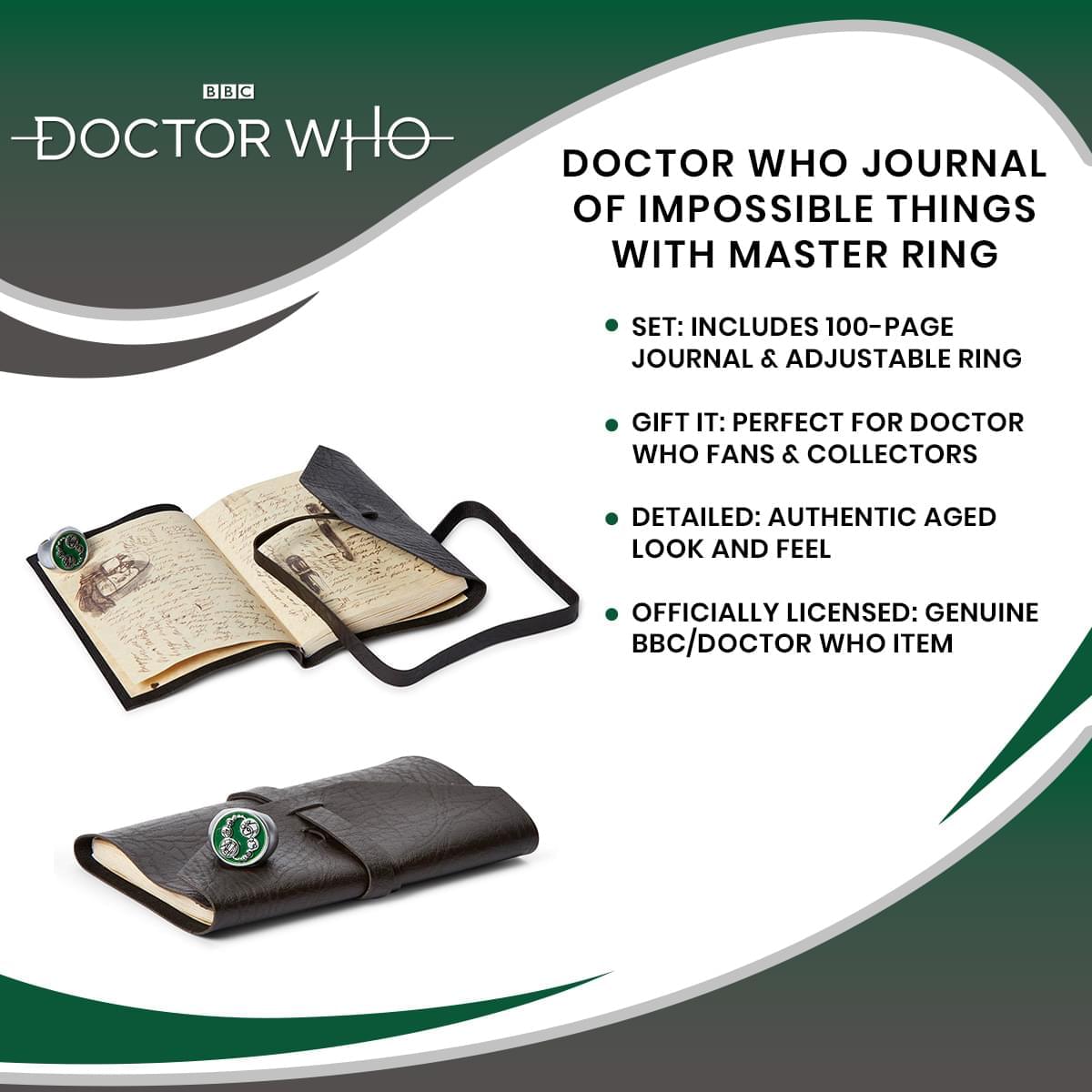 Doctor Who Journal of Impossible Things with Master Ring