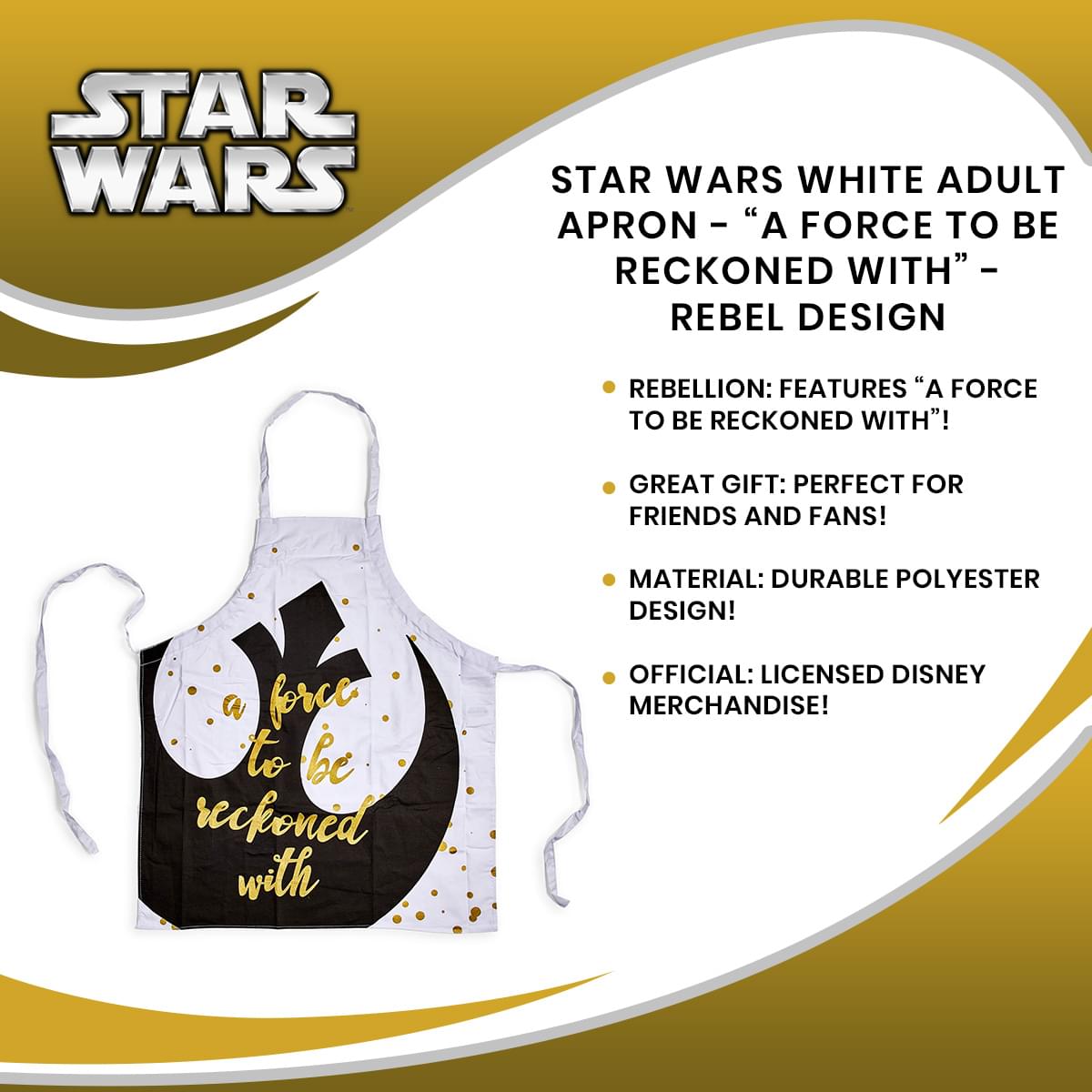 Star Wars White Adult Apron - “A Force To Be Reckoned With” - Rebel Design