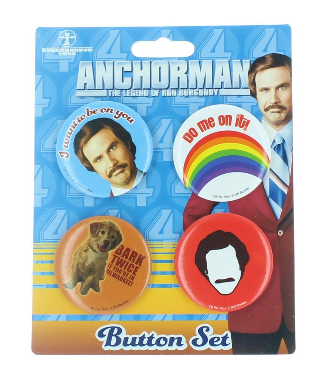 Anchorman: The Legend of Ron Burgundy 4-Piece Button Set "I Want To Be On You"