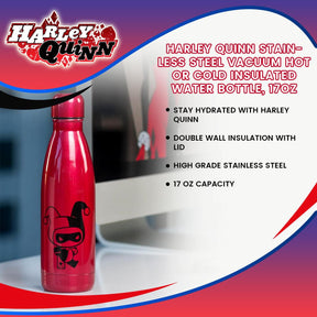 Harley Quinn Stainless Steel Vacuum Hot or Cold Insulated Water Bottle, 17oz