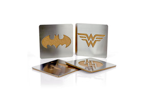 DC Comics Laser-Cut Superhero Logo Coaster Set | Batman | Superman | Wonder Woman | Flash