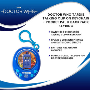 Doctor Who TARDIS Talking Clip On Keychain - Pocket Pal & Backpack Keyring