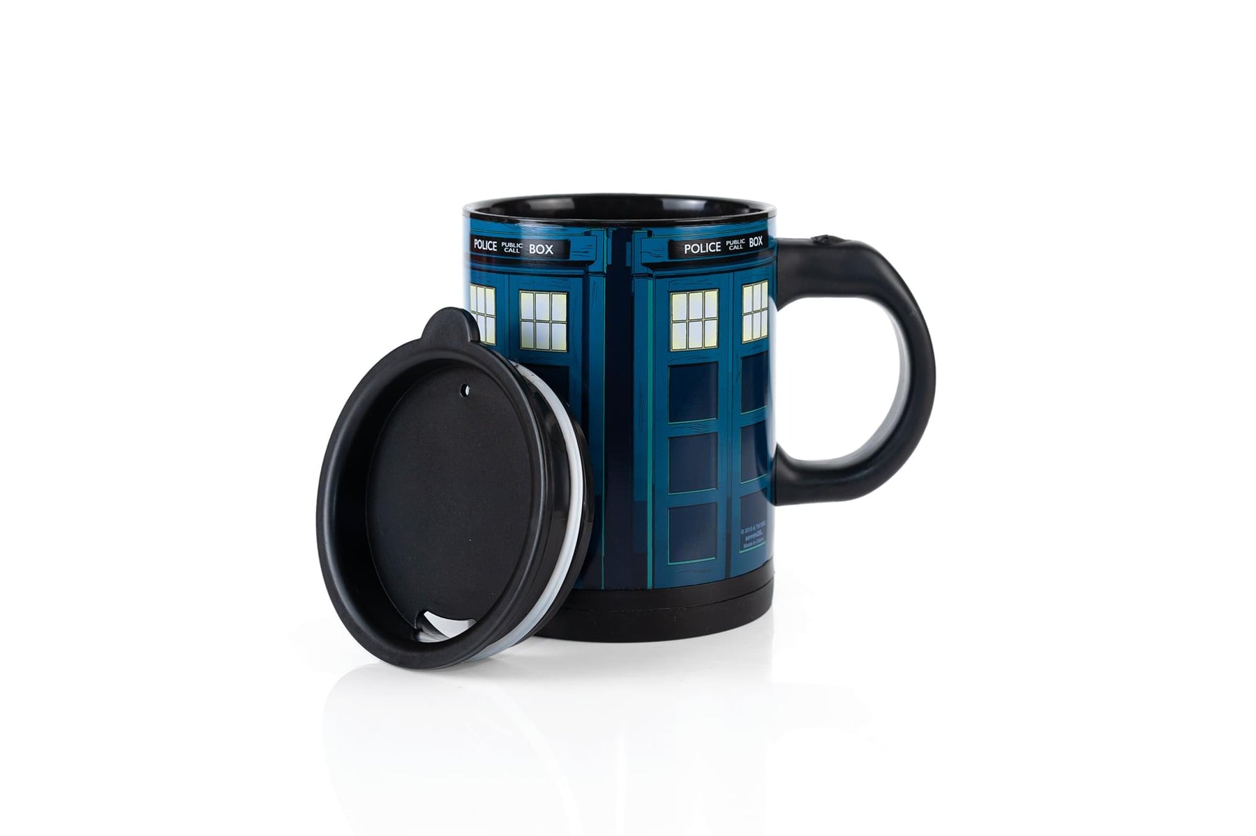 Doctor Who TARDIS 12oz Self-Stirring Coffee Mug | Automatic Mixing Travel Cup