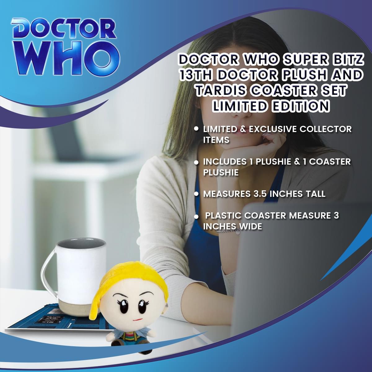 Doctor Who Super Bitz 13th Doctor Plush And Tardis Coaster Set -Limited Edition