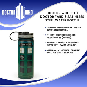 Doctor Who 13th Doctor Tardis Stainless Steel Water Bottle