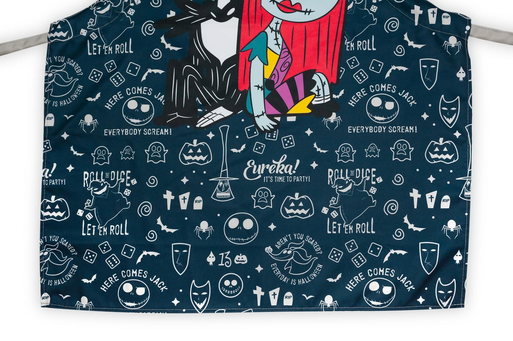 Nightmare Before Christmas Apron with Jack & Sally and Adjustable Straps - Black