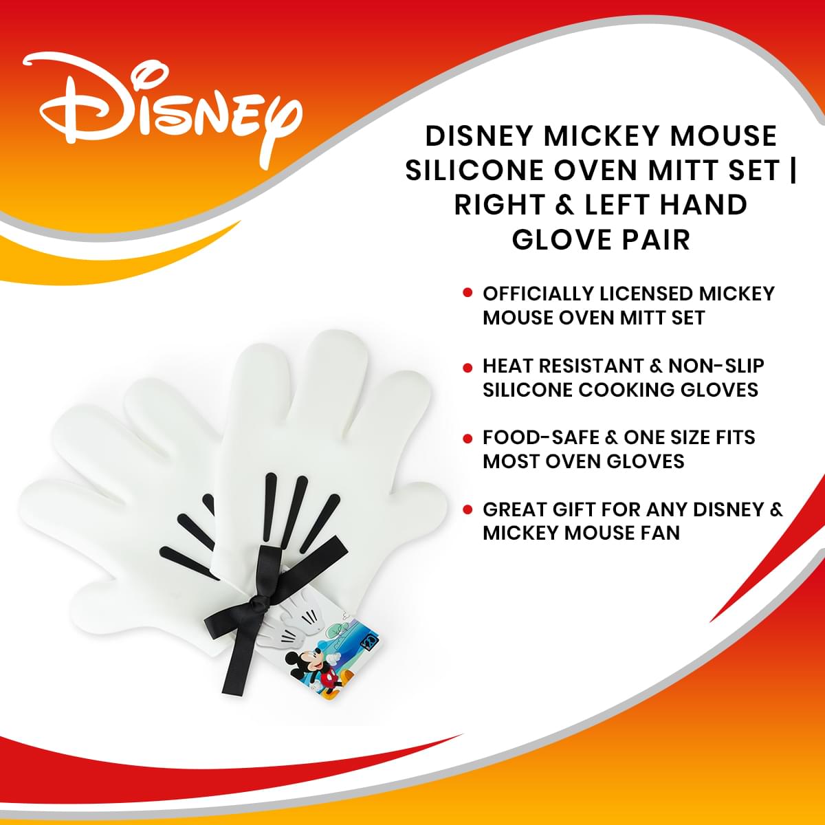 Disney Mickey Mouse Silicone Oven Mitt Set | Right & Left Hand Glove Pair