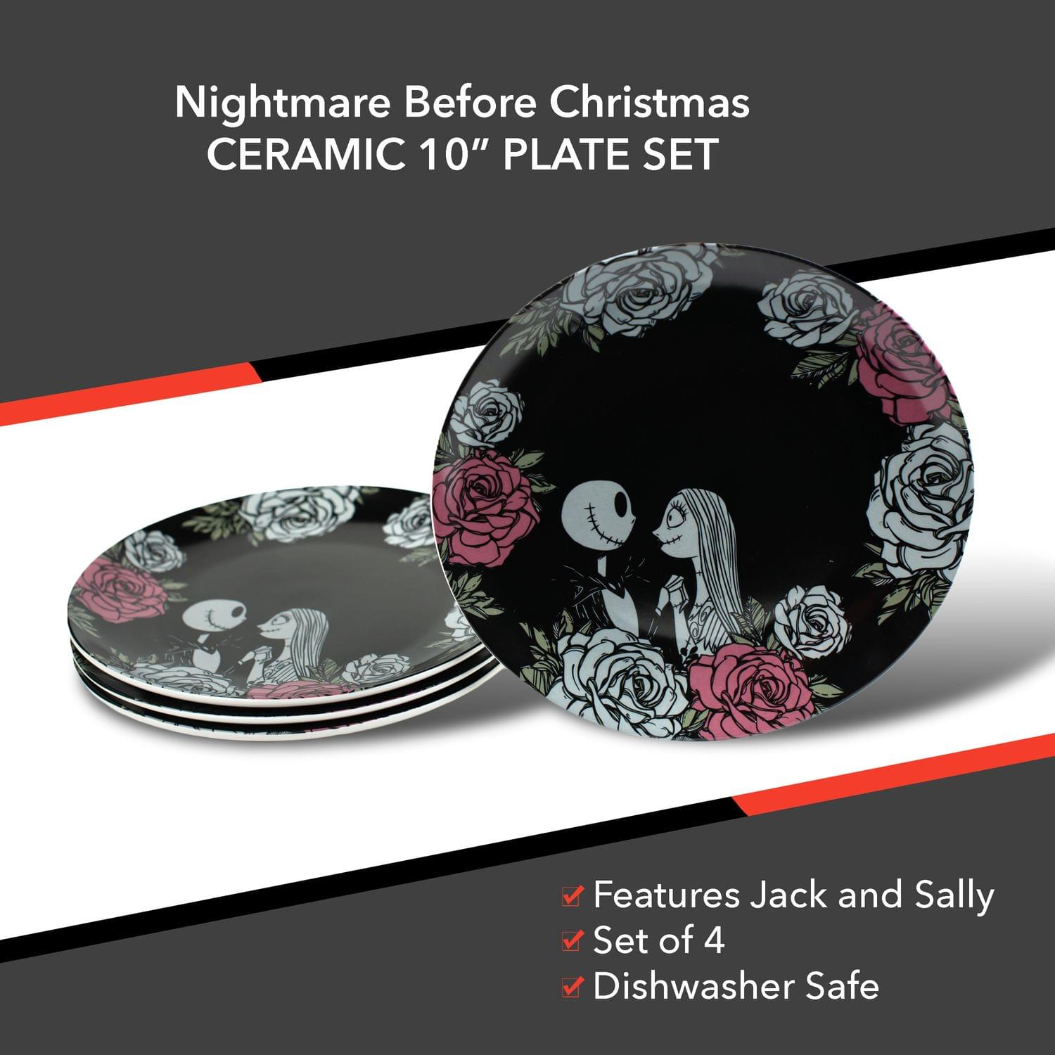 OFFICIAL Nightmare Before Christmas 10" Plate | Feat. Jack & Sally | Set of 4