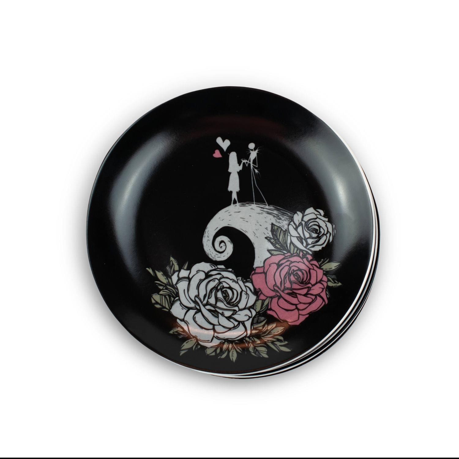 OFFICIAL Nightmare Before Christmas 8" Plate | Jack & Sally on a Hill | Set of 4