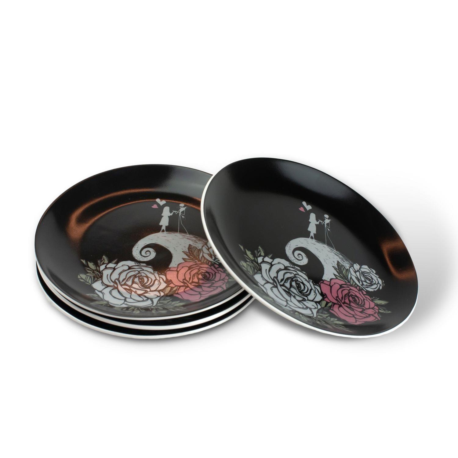 OFFICIAL Nightmare Before Christmas 8" Plate | Jack & Sally on a Hill | Set of 4