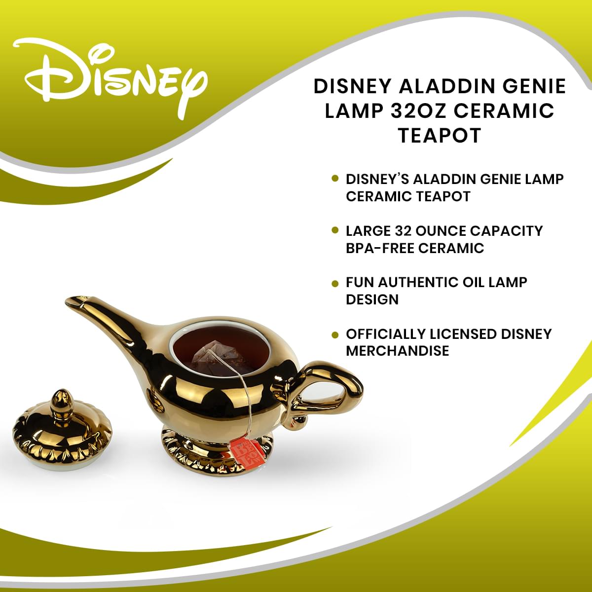 Disney Aladdin Genie Lamp 32oz Ceramic Teapot