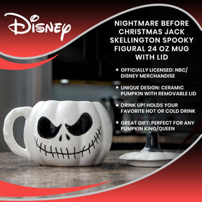 Nightmare Before Christmas Jack Skellington Spooky Figural 24 Oz Mug With Lid