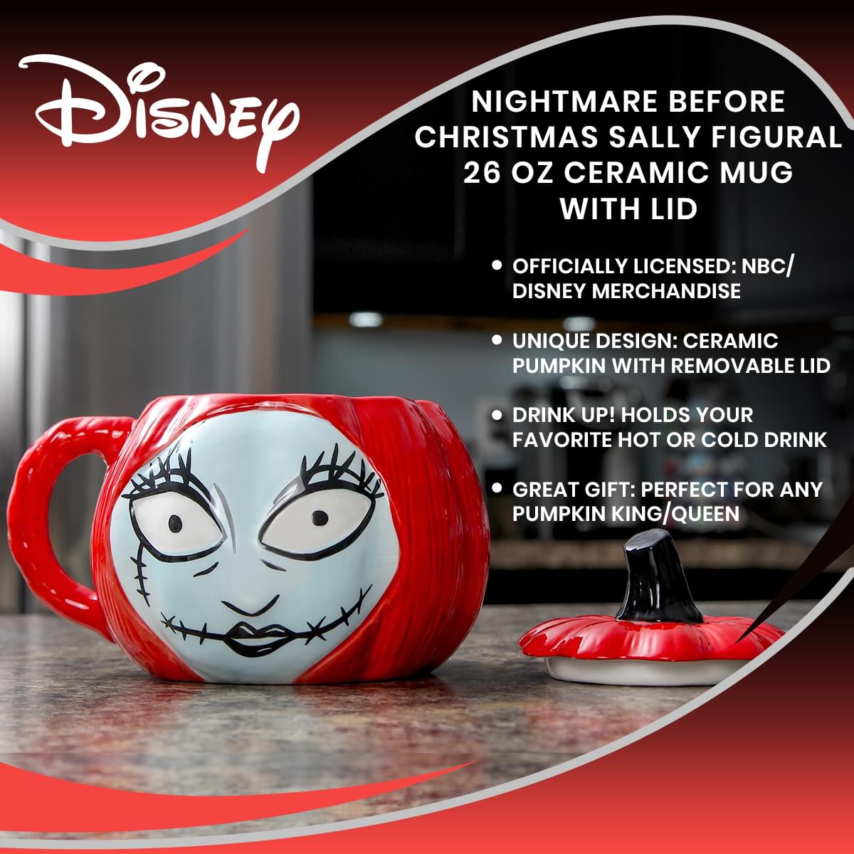 Nightmare Before Christmas Sally Figural 26 Oz Ceramic Mug With Lid