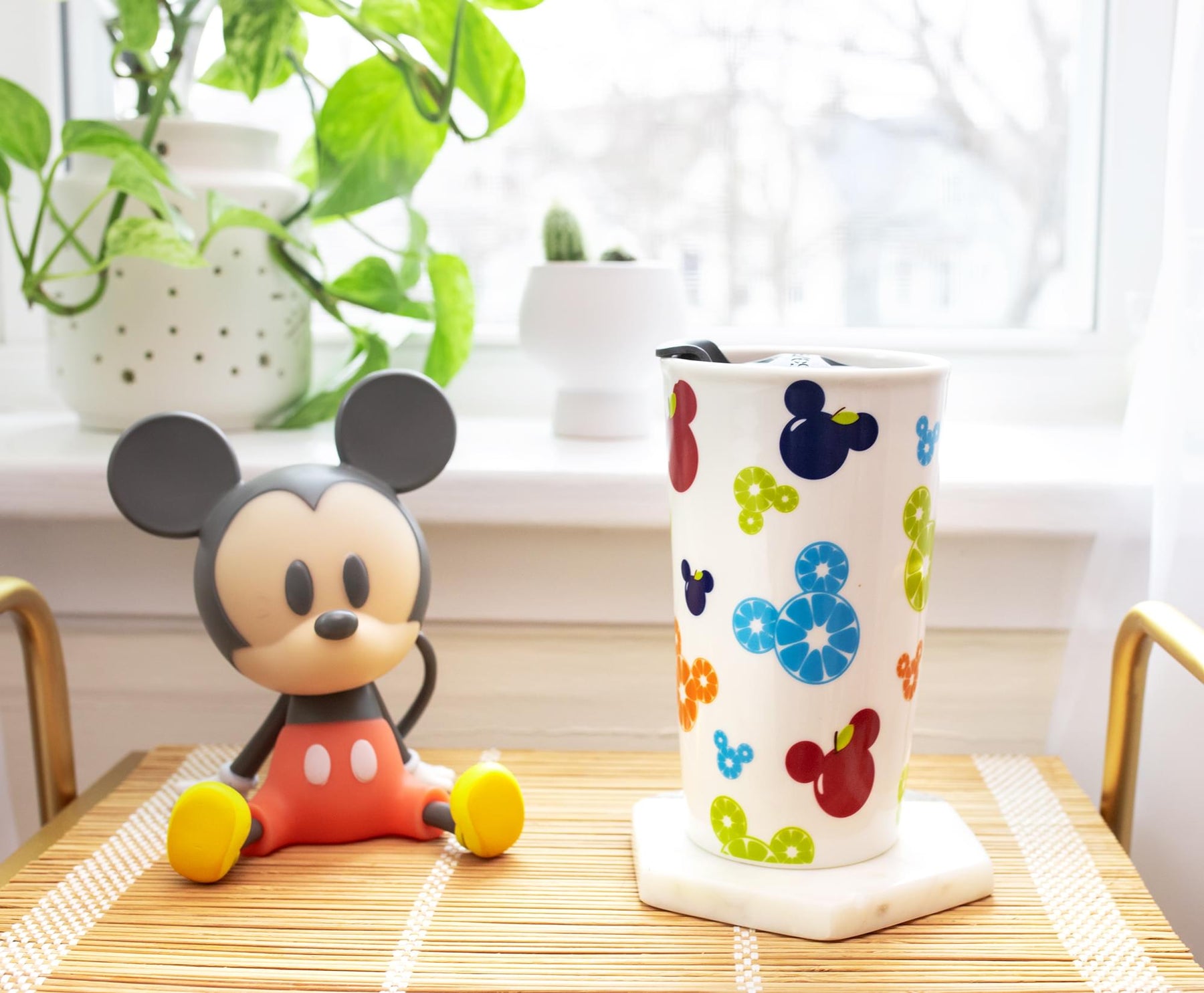 Disney Mickey Mouse Fresh Fruit Ceramic Travel Mug With Lid | Holds 10 Ounces