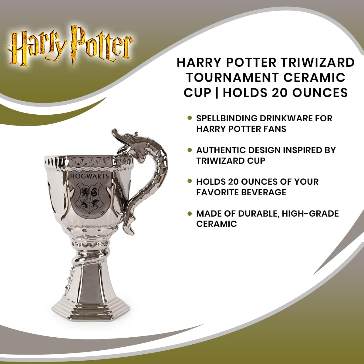 Harry Potter Triwizard Tournament Ceramic Cup | Holds 20 Ounces