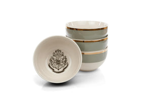 Harry Potter Hogwarts Emblem White & Grey Ceramic Bowl Collection | Set of 4