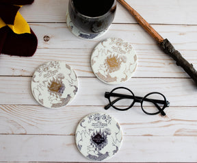 Harry Potter Marauder's Map Round Drink Coasters | Set of 4