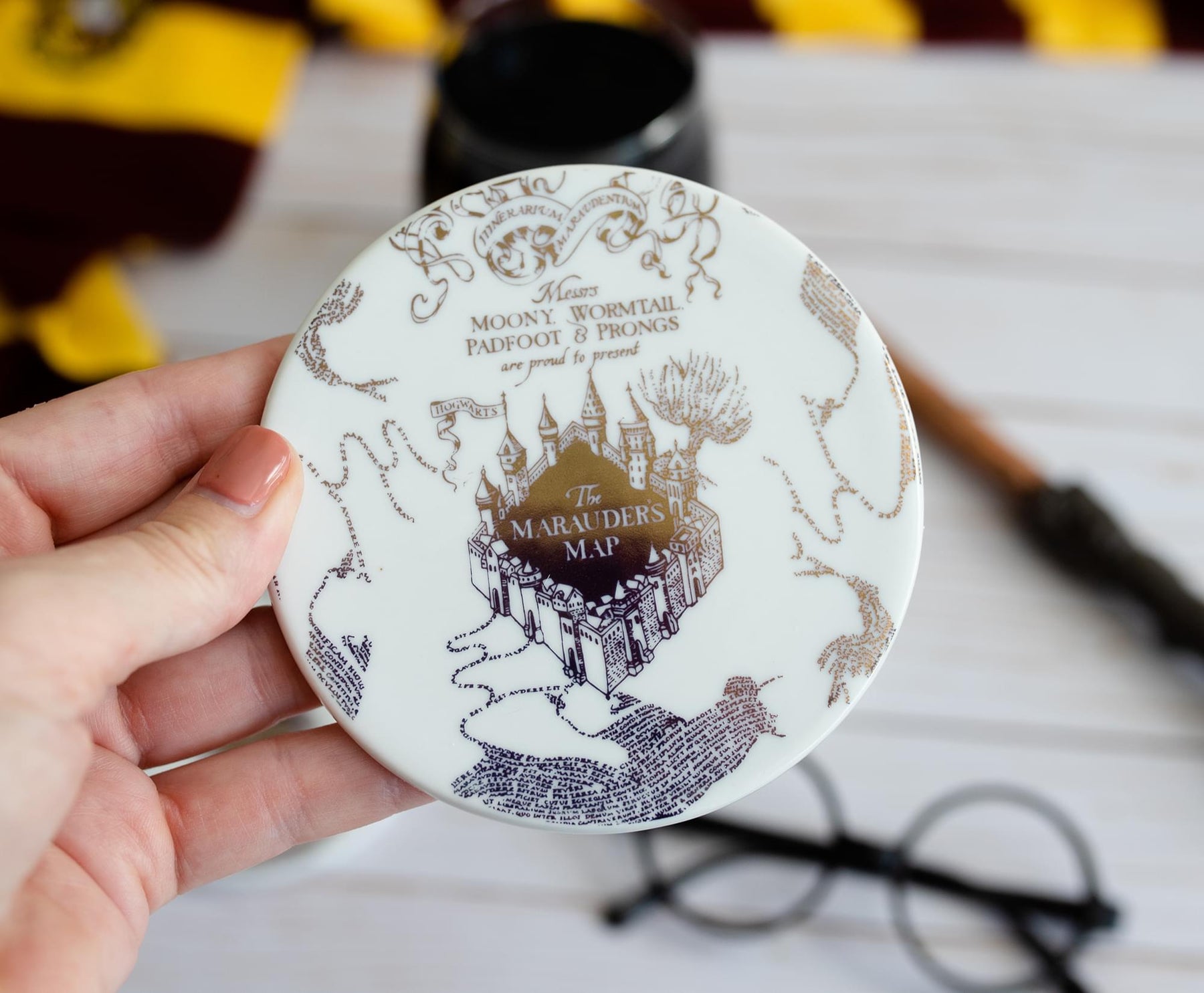 Harry Potter Marauder's Map Round Drink Coasters | Set of 4