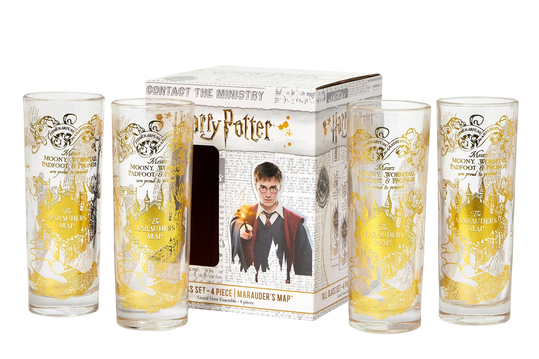 Harry Potter Marauder's Map 8-Oz Highball Glasses | Set of 4